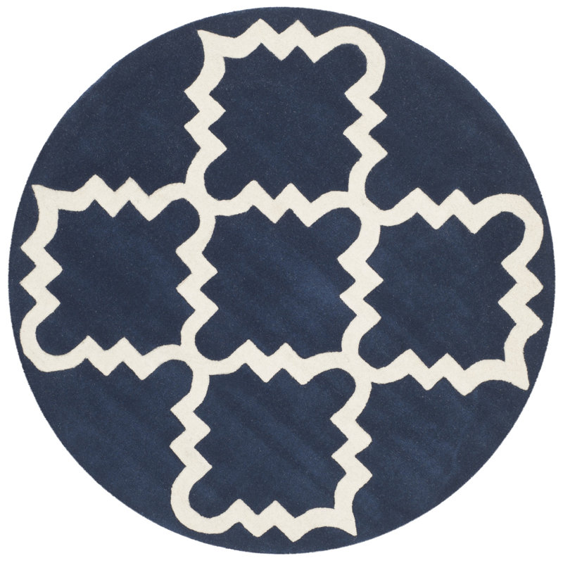 Carolene Hand Tufted Wool Geometric Rug, Round 5'