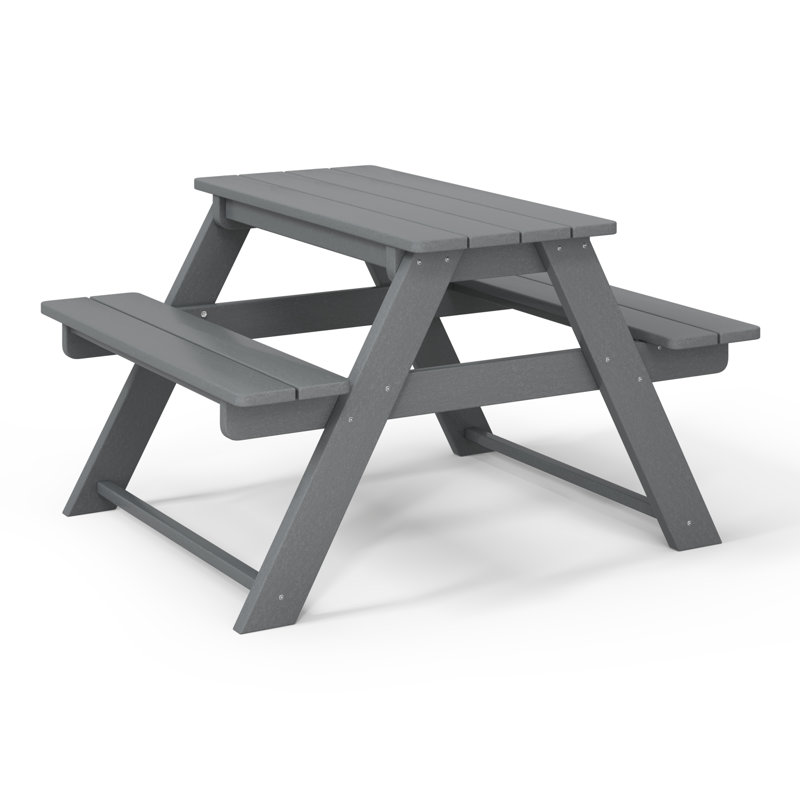 Kids Outdoor Poly Picnic Table, Gray