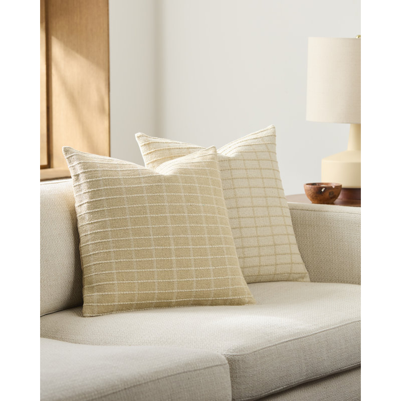 Coussin décoratif Kincaid, Beige, Square 22", Pillow Cover Only - No Insert