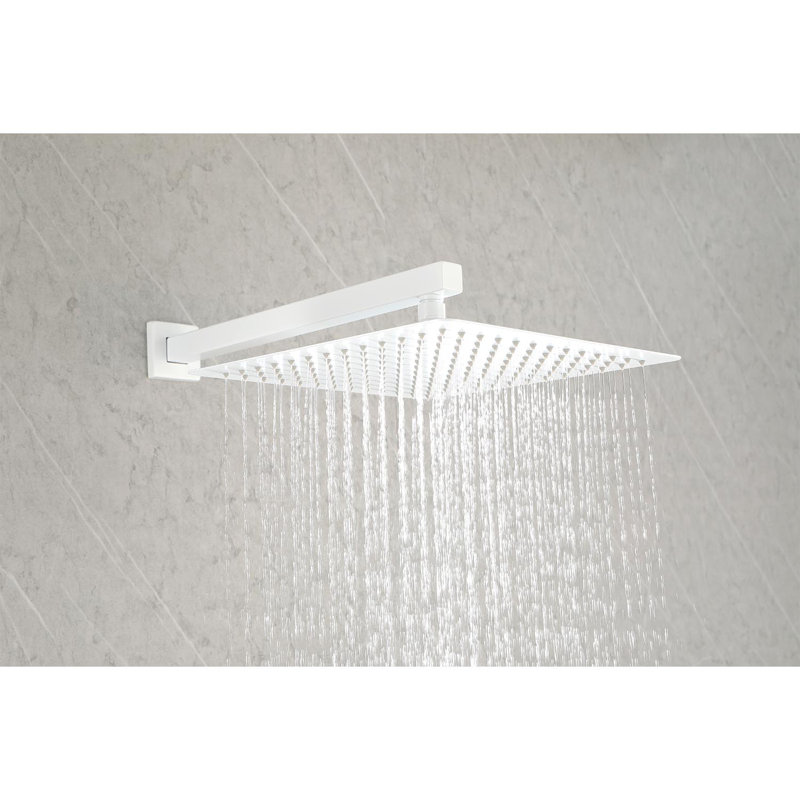 Dual Function Complete Shower System with Rough in-Valve, White
