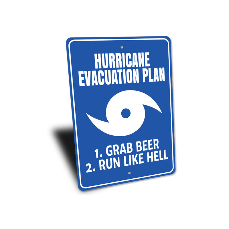 Plaque en aluminium Hurricane Evacuation, H 18 po x l 12 po x P 0,06 po