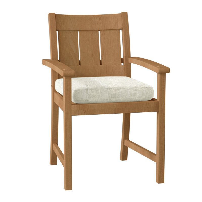 Chaise avec accoudoirs Croquet - Teck naturel, Pas de soudure, Rollo crème, Teck naturel