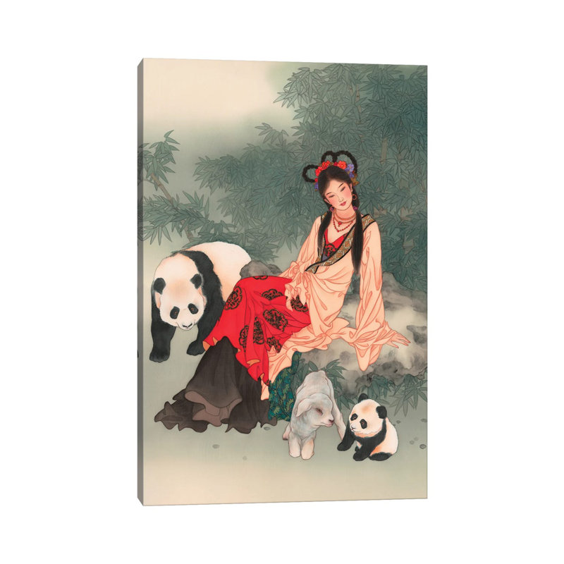 Pandas Of Wolong - Painting on Canvas, Wrapped Canvas, 20.32 cm H x 30.48 cm W