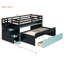 Lit mezzanine avec bureau coulissant et lit gigogne simple, lit superposé multifonctionnel avec 2 tiroirs de rangement et marches de rangement, jeu de lit et station de travail peu encombrants-131500504-131500508