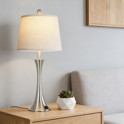 Modern Touch Control Table Lamp With USB A+C Charging Ports, 3-Way Dimmable LED Bedside Lamp For Living Room, Bedroom, Or Office, Easy Assembly Included