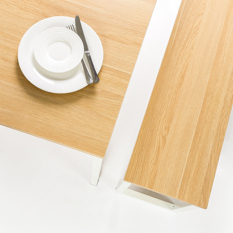 Ensemble de salle à manger pour 4 personnes Santrell, Blanc / brun clair