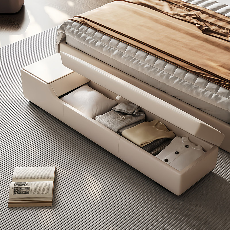 Banc de rangement rembourré en cuir Myna, Gris