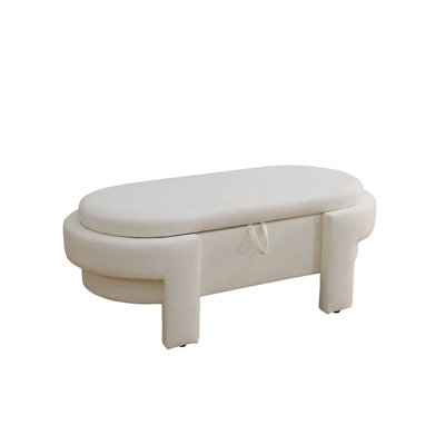 Pouf de salon en tissu imprimé blanc cassé de 122 cm