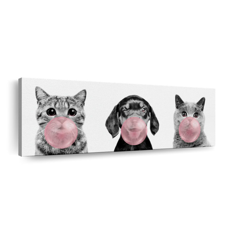 Bubble Gum, animaux de compagnie sur toile, H 8 po x l 24 po x P 1 po