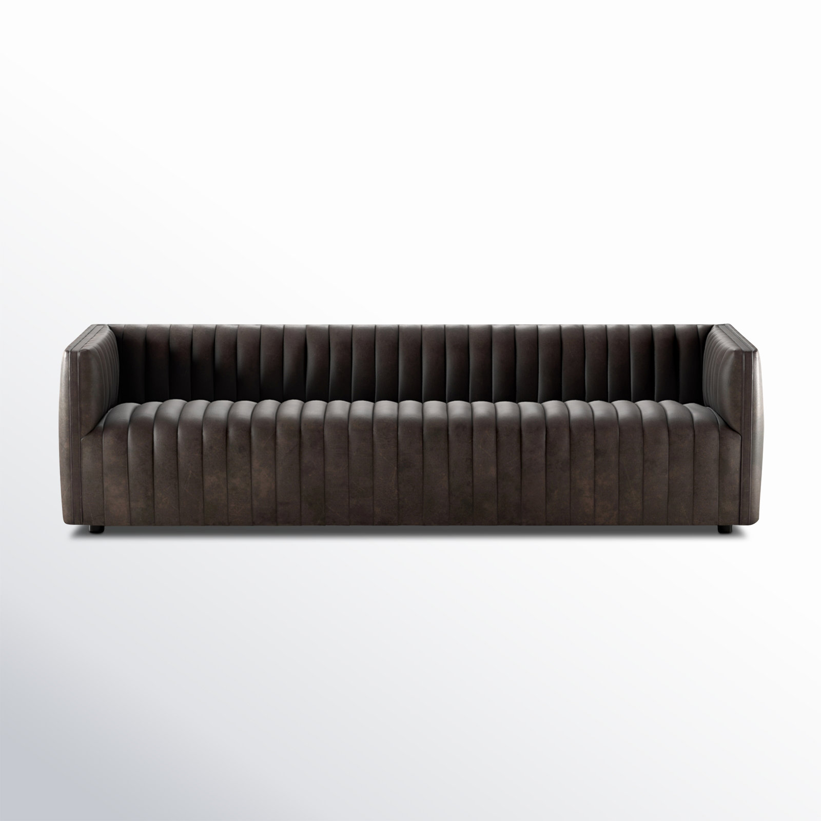 Brandt 97" Tuxedo Arm Sofa, 26.5" H x 97" W x 35" D, Deacon Wolf Genuine Leather