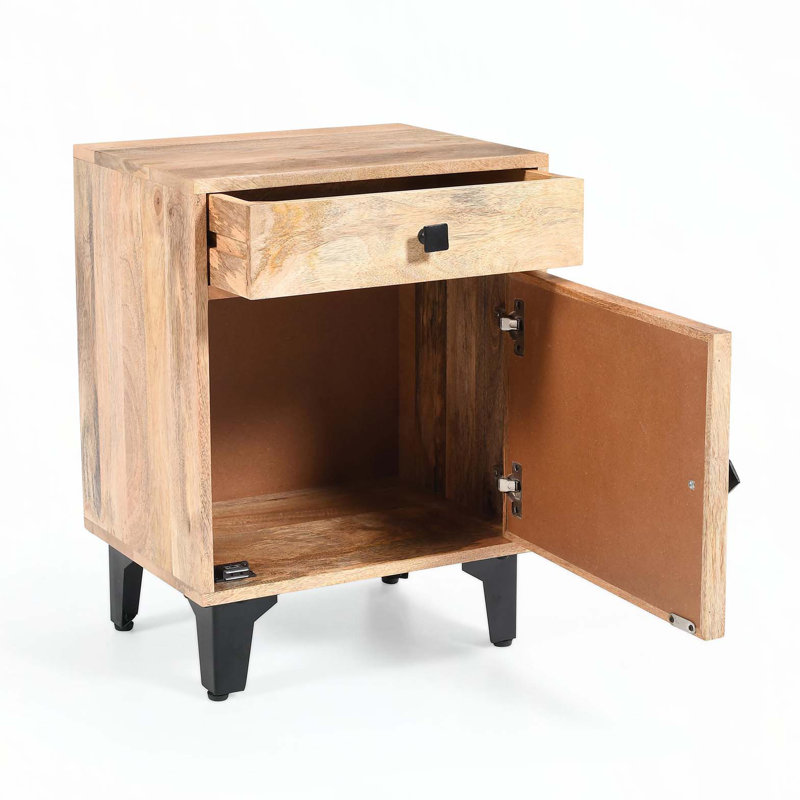 Solid Wood Nightstand, Natural