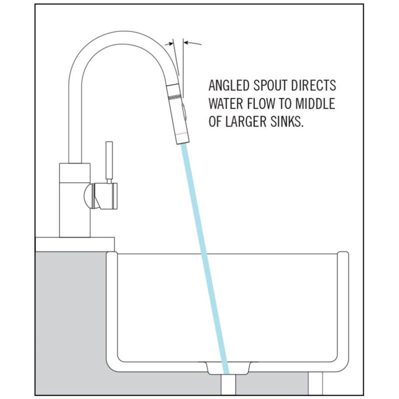 Modern Plp Pulldown Faucet – Angled Spout – Toggle Sprayer, Chrome