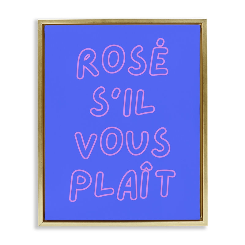 Art mural sur toile Rosé, H 21 po x l 17 po, Cadre flottant métallique doré