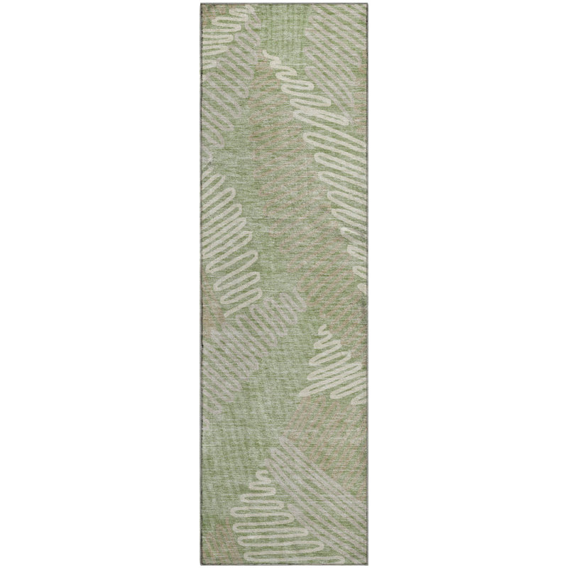 Premium Machine Washable Prisco Aloe Rug, Runner 2'3" x 7'6"