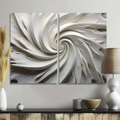 White Majestic Motion I - White Modern Wall Decor 2-Panels