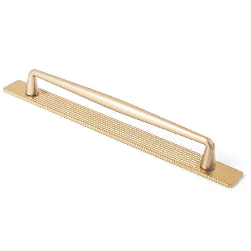 Solid Spindle Bar Pull With Backplate(Gban), 7 3/5", Champagne Bronze