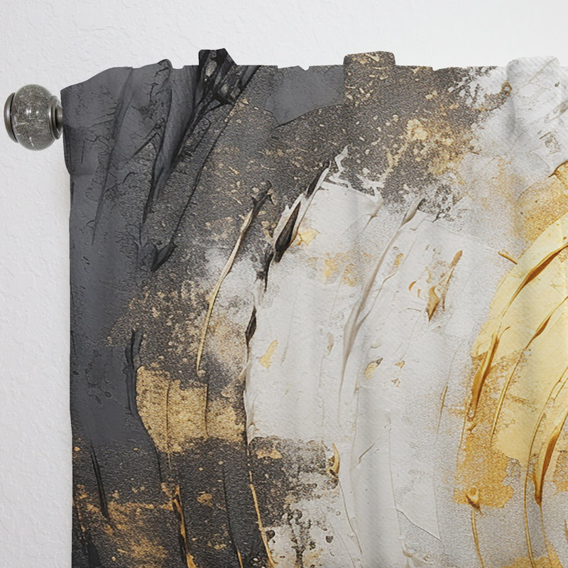 Ewelina Celestial Contrast Spirals - Modern Curtain - Velvet Room Darkening - 1 Panel, 52" W x 108" L