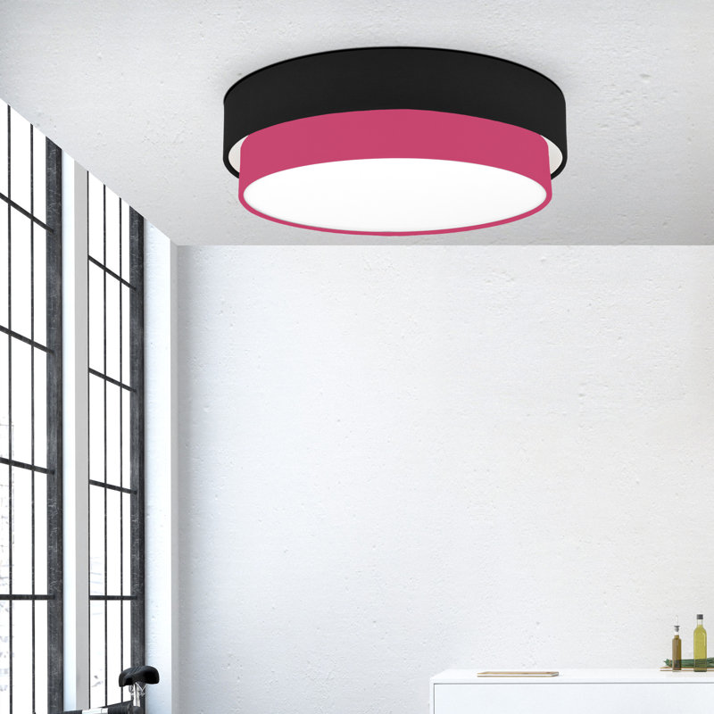 Avory Fabric Flush Mount, Black / Dark Pink