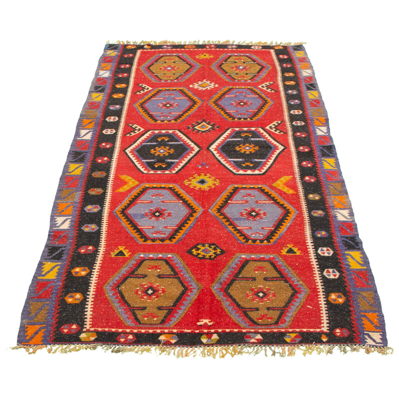 Tapis décoratif en laine de conception unique noué à la main des années 1980 4 pi 11 po x 9 pi 10 po Cyarra