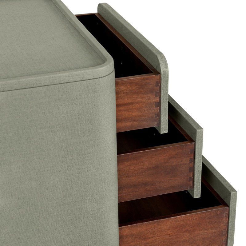 Paula 3 - Drawer Nightstand, Beige Painted Linen