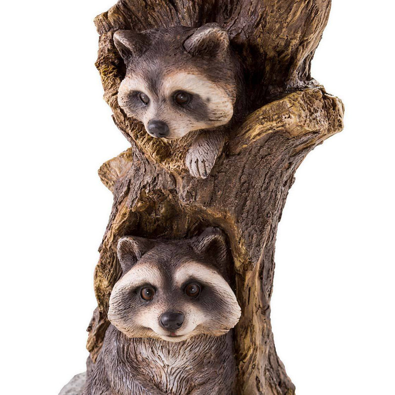 Resin Raccoon Bird Bath