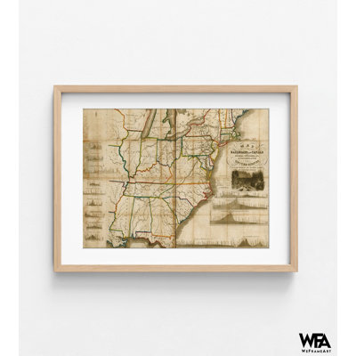 Railroads And Canals Finished Unfinished And In Contemplation In The United States 1834, Railway Art Print, Antique US Office Decor