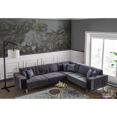 Velvet L-Shaped Sectional Symmetrical