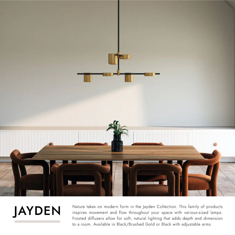 Jayden 8 - Light LED Chandelier, Black/Brushed Gold