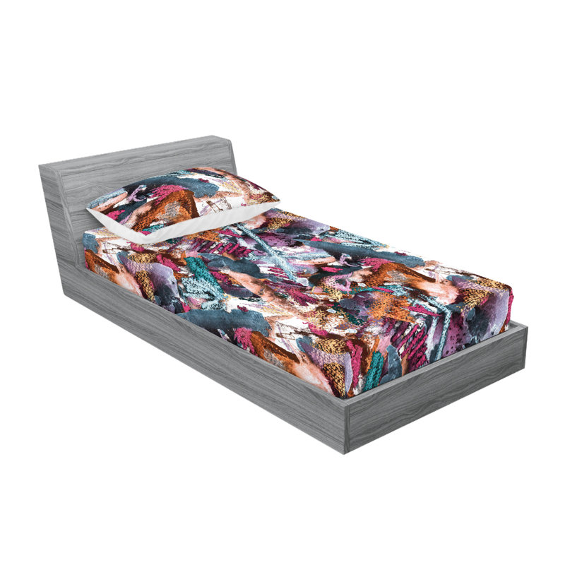 Microfiber Floral Sheet Set, Twin XL Sheet Set with 1 Pillowcase, Orange/Black Floral