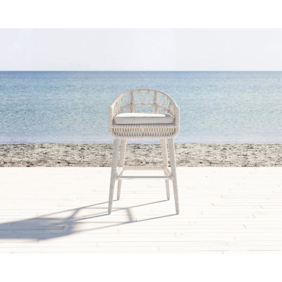 Lucan Olefin Rope Outdoor 32'' Bar Stool with Cushion