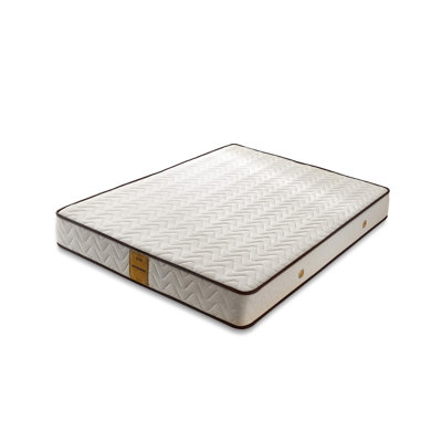 Premium Mattress, 55.1 x 78.7 x 9.1 inches | Quilted Linen Fabric Cover, Memory Foam, Pocket Spring, Silicon Fiber | Comfort Layer Foam | Elegant White & Brown Solid/Chevron Design | Assembled for Ultimate Support