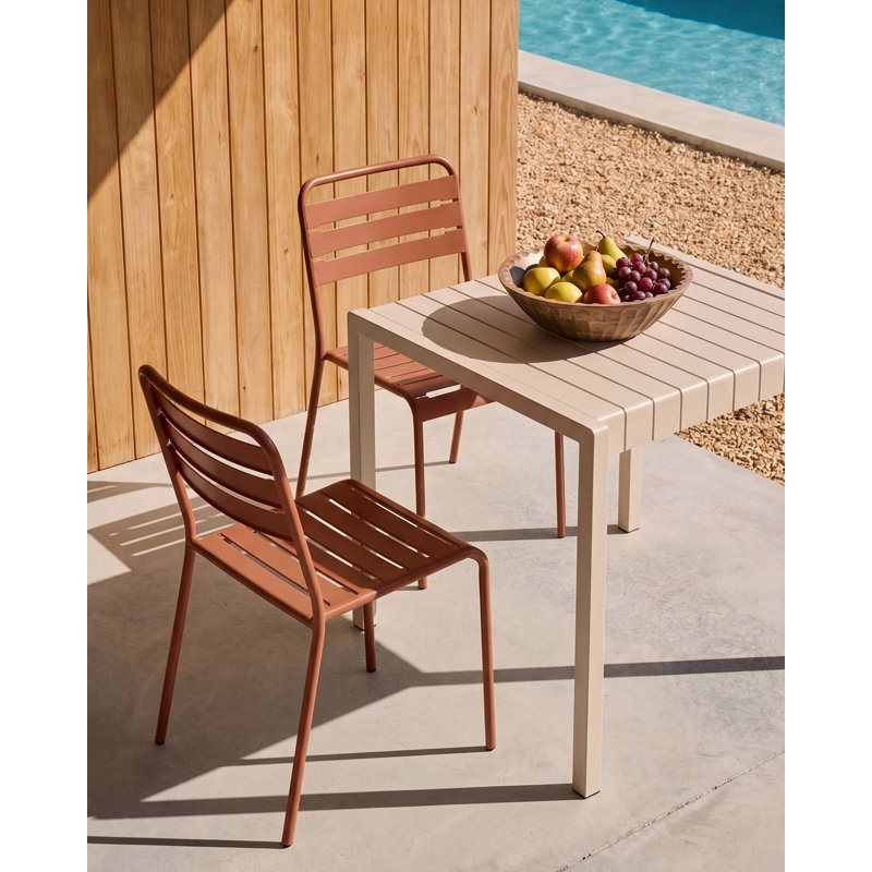Stackable Outdoor Patio Dining Side Chair, Brown