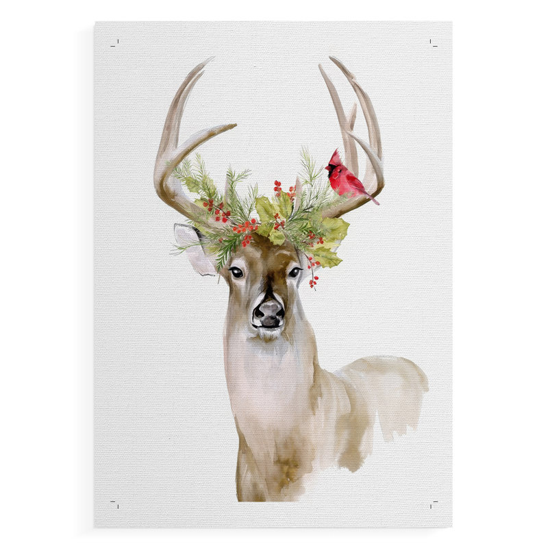 Holiday Deer I - Impression sur toile seulement - NON CADRE, H 36 po x l 24 po