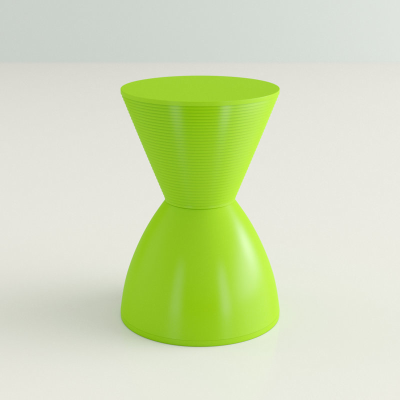 Green Ribbed Round Acrylic End Table