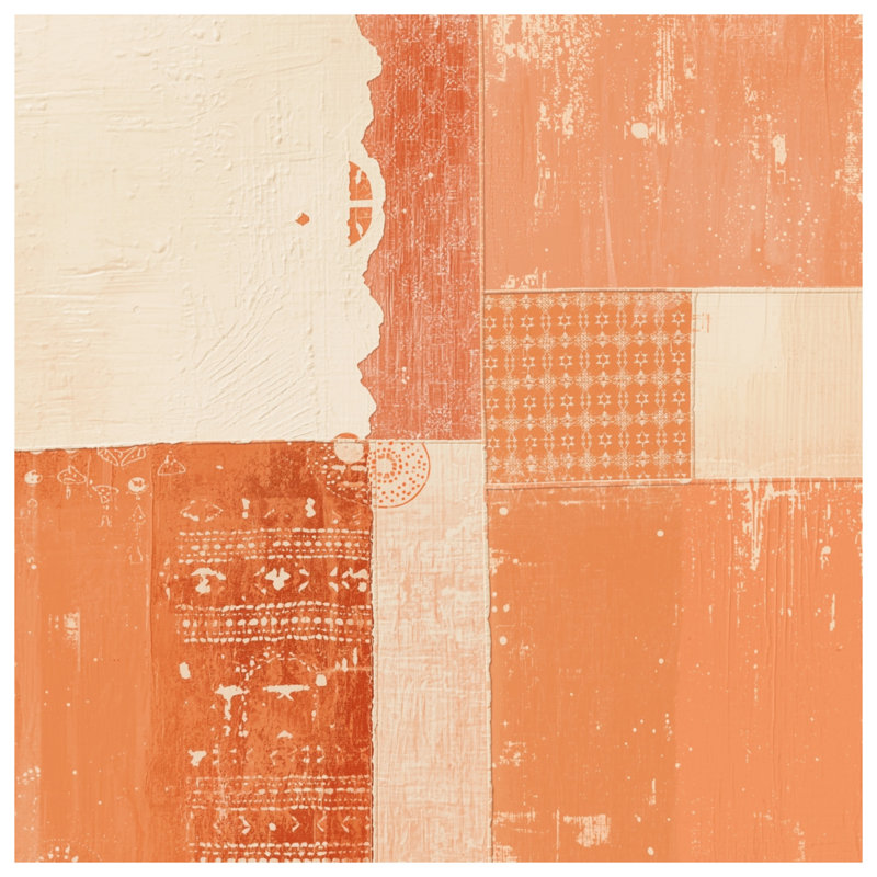 Tapis de bain orange et beige, L 34 po x L 21 po