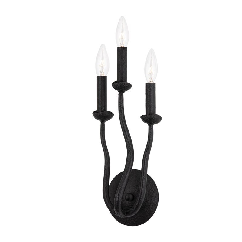 Reign Candle Wall Light, Black Iron