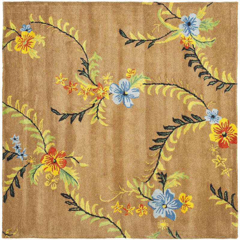 Tapis brun en laine touffeté à la main Chanler, Carré 8 pi