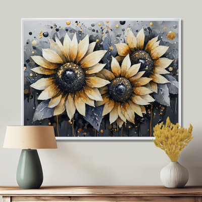 Aquarelle matin rosée de tournesols I - tournesols, art mural