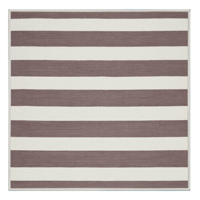 Tapis blanc à rayures horizontales lavable à la machine