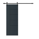 Metropolitan Panelled Dignity Blue Stained Composite Mdf Barn Door Slab With Hardware Kit