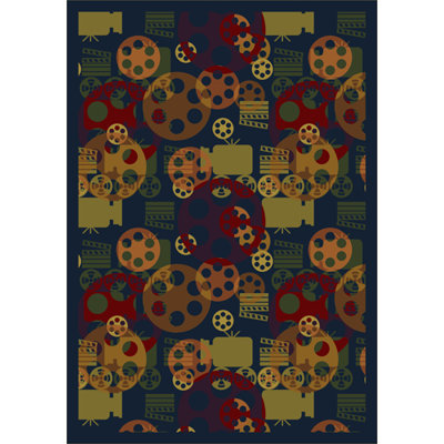 Tapis bleu / doré à motif abstrait Gaming and Entertainment