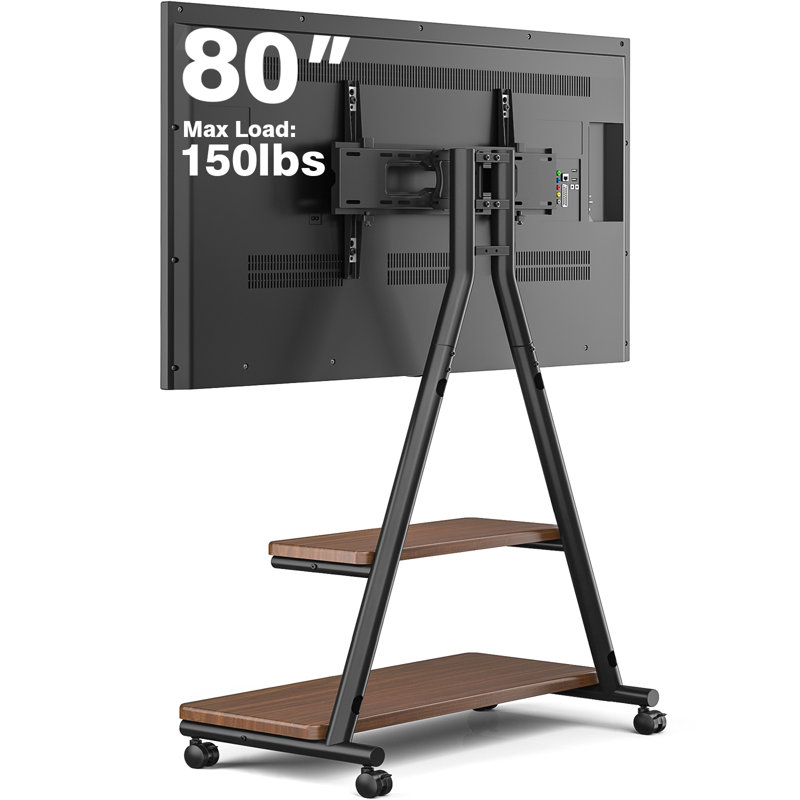 Heavy Duty Rolling TV Stand for 43-80 Inch TVs up to 150lbs, Brown