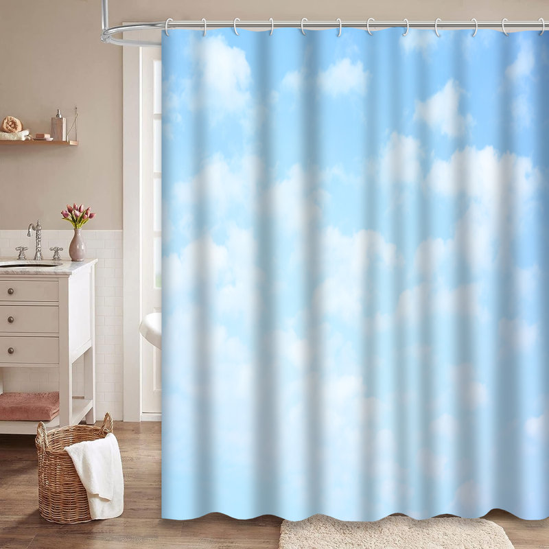 Rideau de douche bleu ciel clair avec 12 crochets, L 72 po x l 84 po