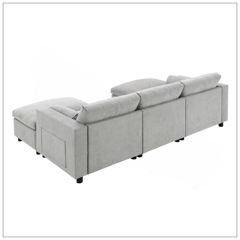Canapé modulaire 86,5 po Chenille, Gris moyen