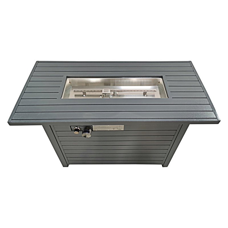 Foyer de table extérieur en acier au propane de 25 po H x 42 po avec couvercle (gris)