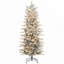Arbre de Noël artificiel haut de 6 pi avec branches enneigées, lumières claires jaunes chaudes, ouverture automatique et ampoule supplémentaire pour une installation facile