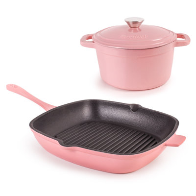 Batterie de cuisine en fonte 3 pièces BergHOFF Neo, poêle gril et cocotte ronde