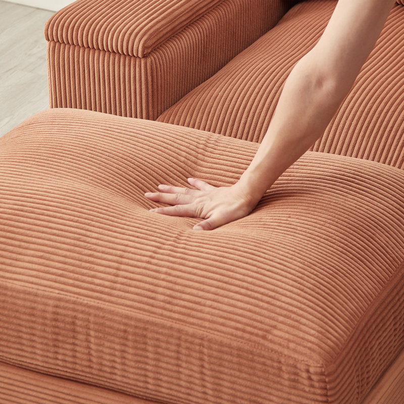 Canapé modulaire à assise profonde avec repose-pieds, Orange