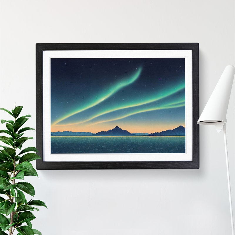 Enthralling Northern Lights - Single Picture Frame Print, Black , 25cm H x 34cm W x 2cm D