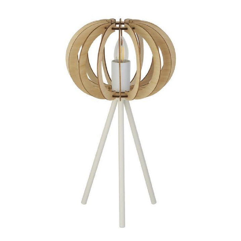 Yentin Metal Tripod Lamp, White, Oak